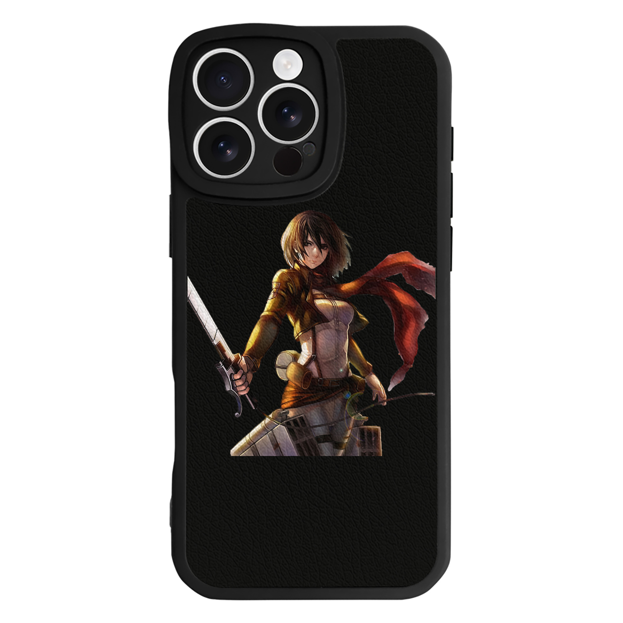 （画像用） 進撃の巨人 ミカサ·アッカーマン Attack on Titan Mikasa Ackerman 【iPhone 16シリーズ対応】シリコンスマホケース（レザー調） 材質：シリコン